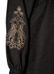 Viscose shirt met geborduurde mouwen, Zwart, Packshot image number 3