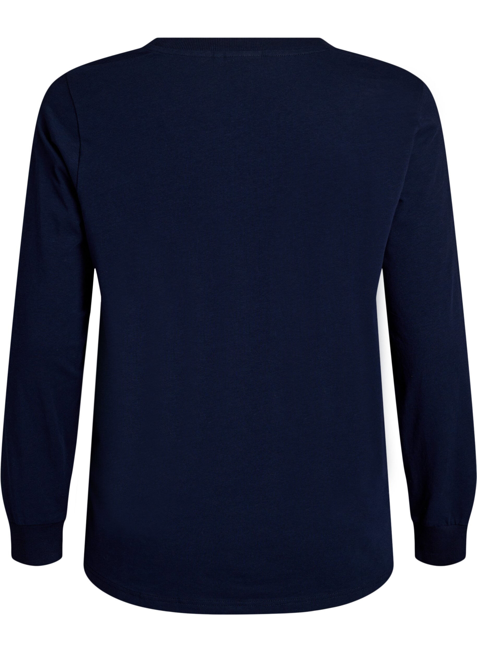 ZizziPyjamatop met lange mouwen in zachte katoenen jersey, Blauw, Packshot image number 1