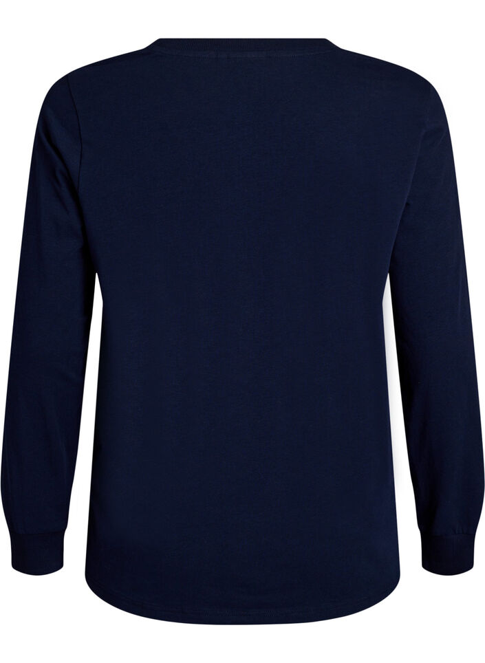 Pyjamatop met lange mouwen in zachte katoenen jersey, Blauw, Packshot image number 1