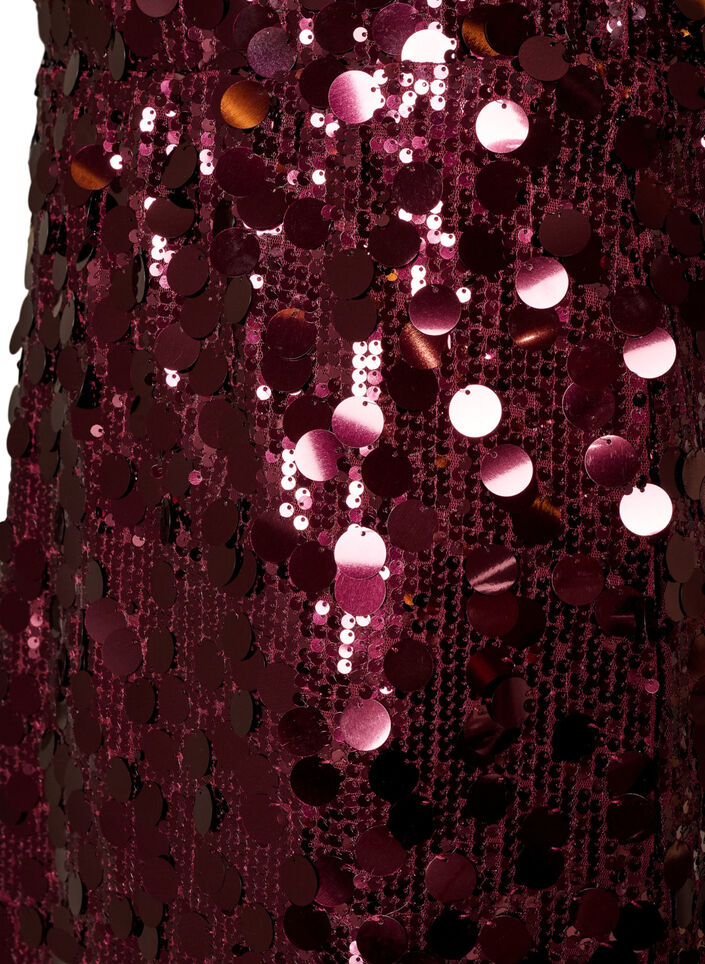 Korte paillettenrok met elastische tailleband, Donker Bordeaux, Packshot image number 2