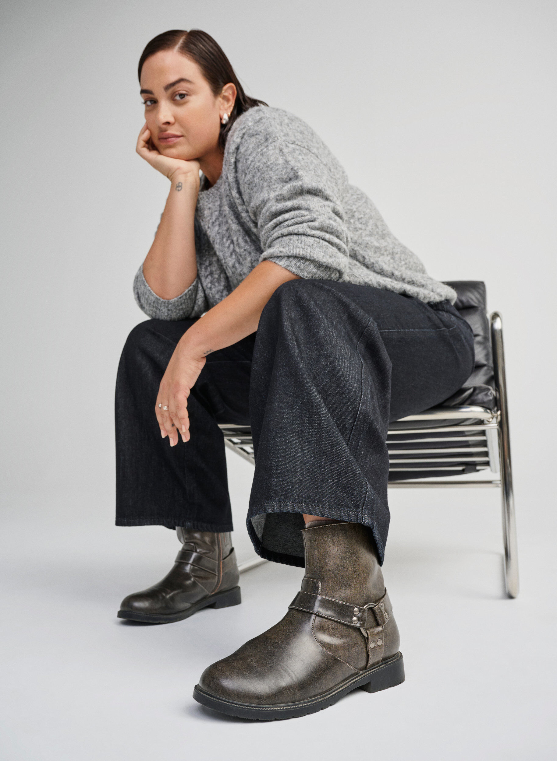 ZizziKorte bikerlaars, Bruin, Image image number 0