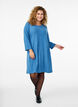 Jurk met textuur en 3/4 mouwen, Blauw, Model image number 1