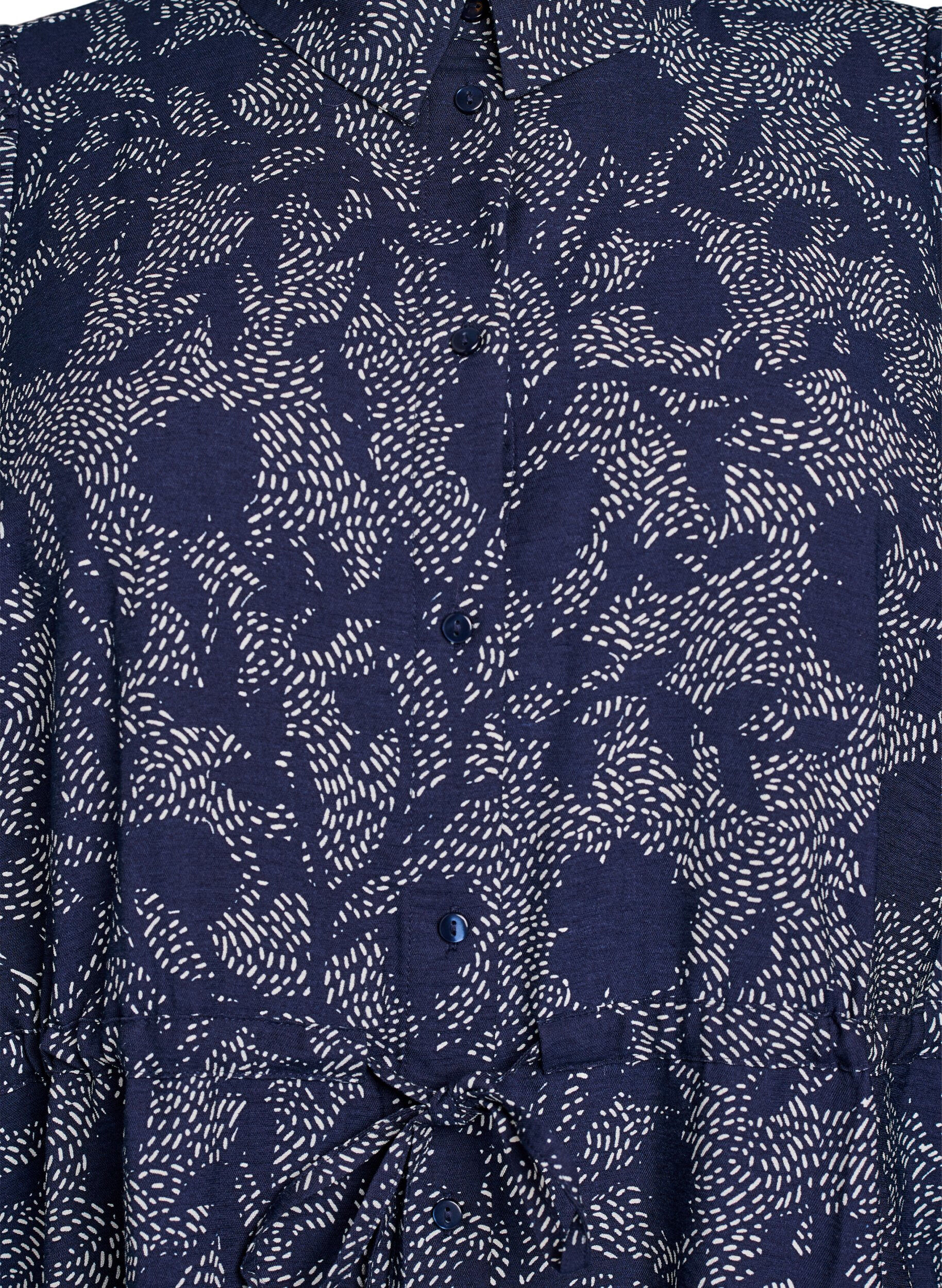 ZizziShirt jurk met strikceintuur en print, Blauw, Packshot image number 2