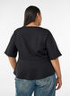 Peplum blouse met ellebooglange mouwen, Zwart, Model image number 2