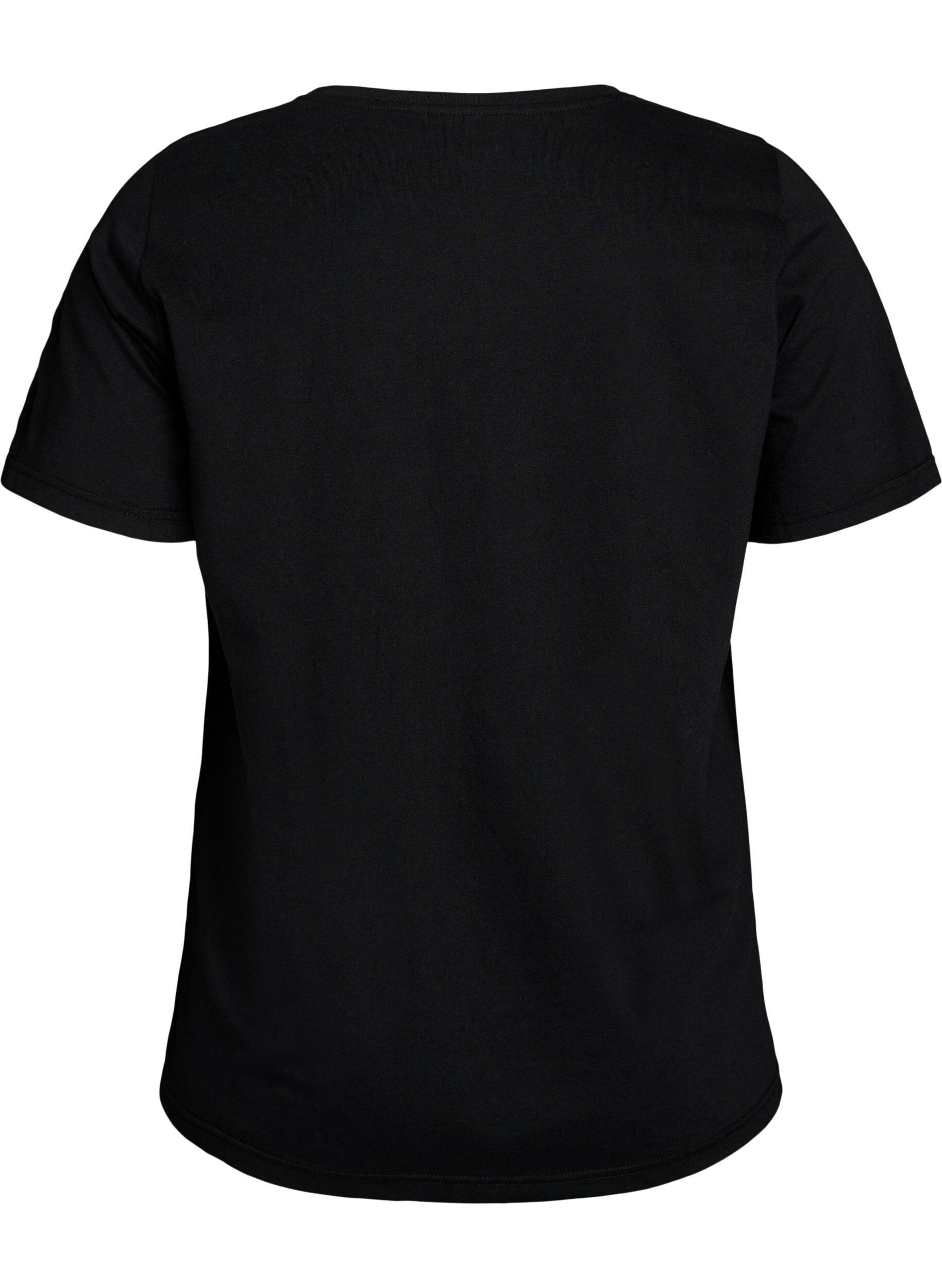 Zizzi T-shirt imprim&eacute;, Noir, Packshot image number 1