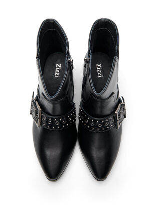 ZizziWide fit - Leren enkellaars met riem en studs, Black, Packshot image number 2
