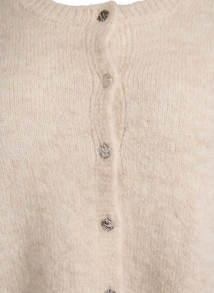 Cardigan met wol en alpaca en decoratieve knopen, Beige, Packshot image number 2