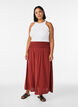 Maxi rok in viscose met smokwerk, Rood, Model image number 0