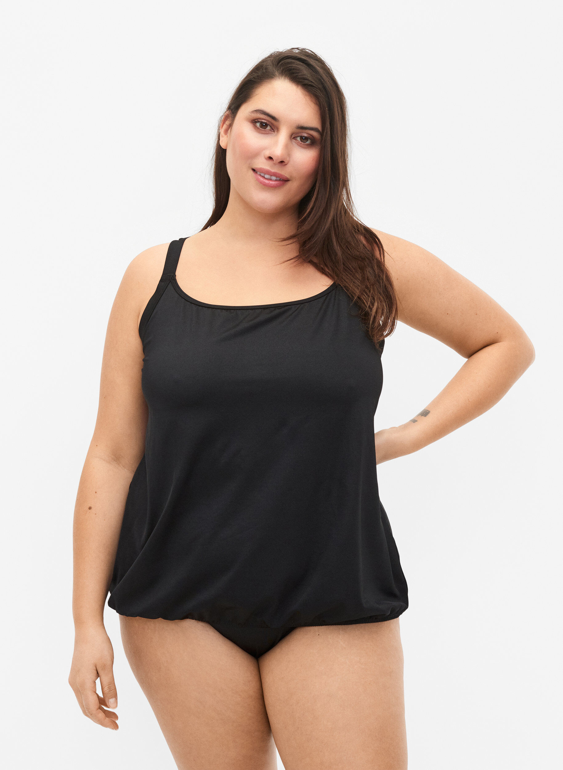 Tankini met losse pasvorm, Zwart, Model