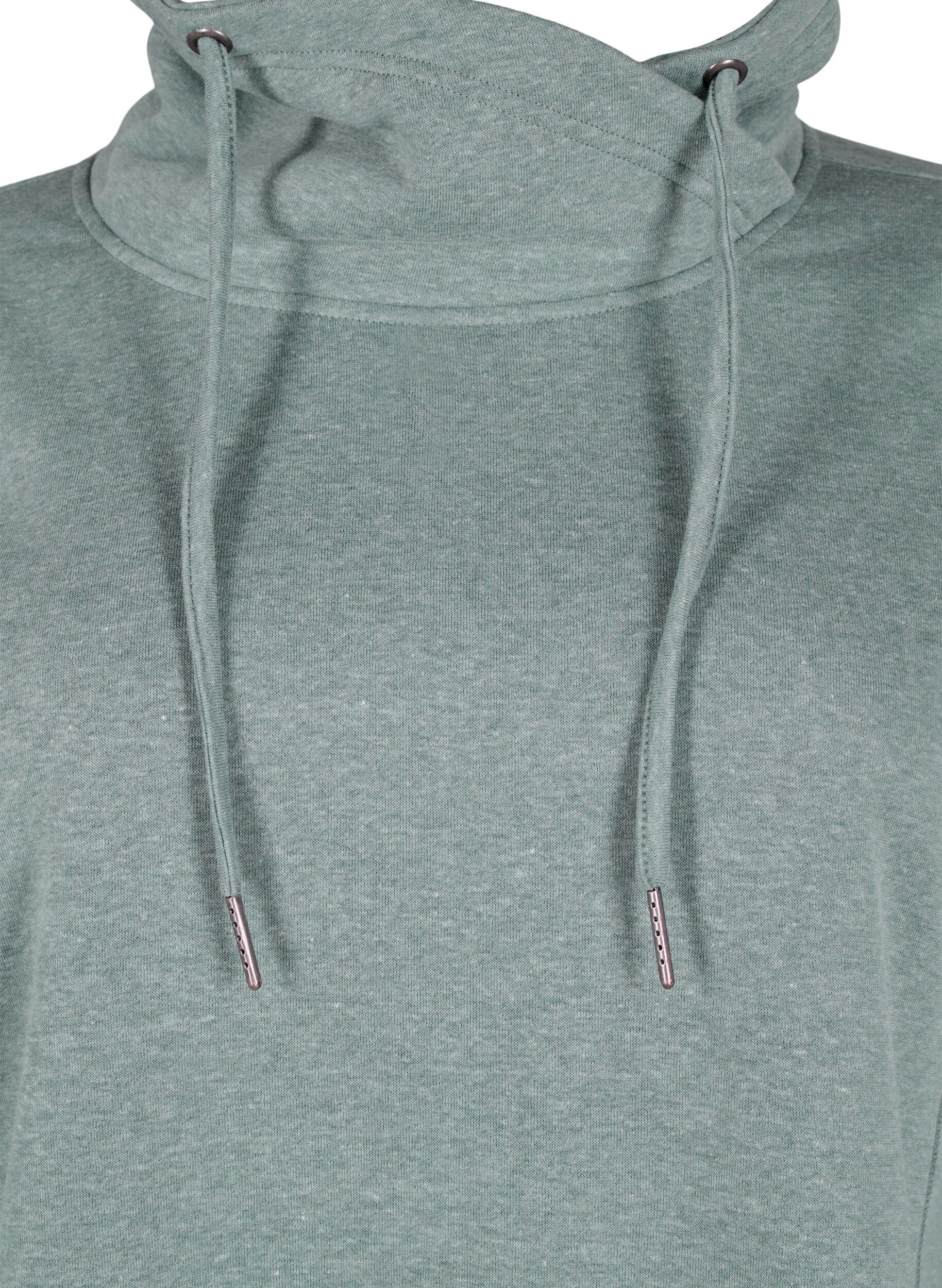 ZizziFLASH - Sweatshirt met hoge kraag, Balsam Green Melange, Packshot image number 2
