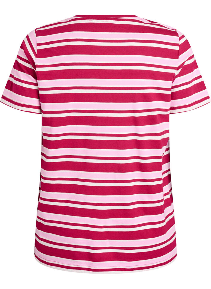 Katoenen T-shirt met strepen, Roze, Packshot image number 1