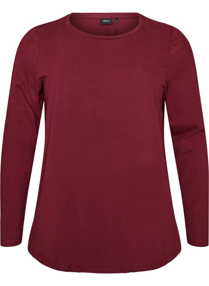 Basic jerseyblouse met lange mouwen, Rood, Packshot image number 0