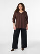 T-shirt met lange mouwen, V-hals en knopen, Bruin, Model image number 1
