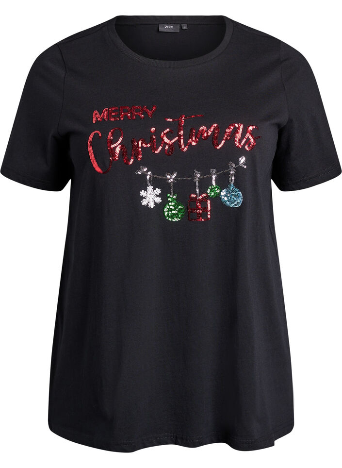 Kerst T-shirt van biologisch katoen, Zwart, Packshot image number 0