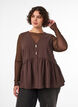 Mouwloze peplumblouse met decoratieve knopen, Bruin, Model image number 0