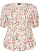 Viscose blouse met smokwerk en peplum-effect, Vanille, Packshot image number 0