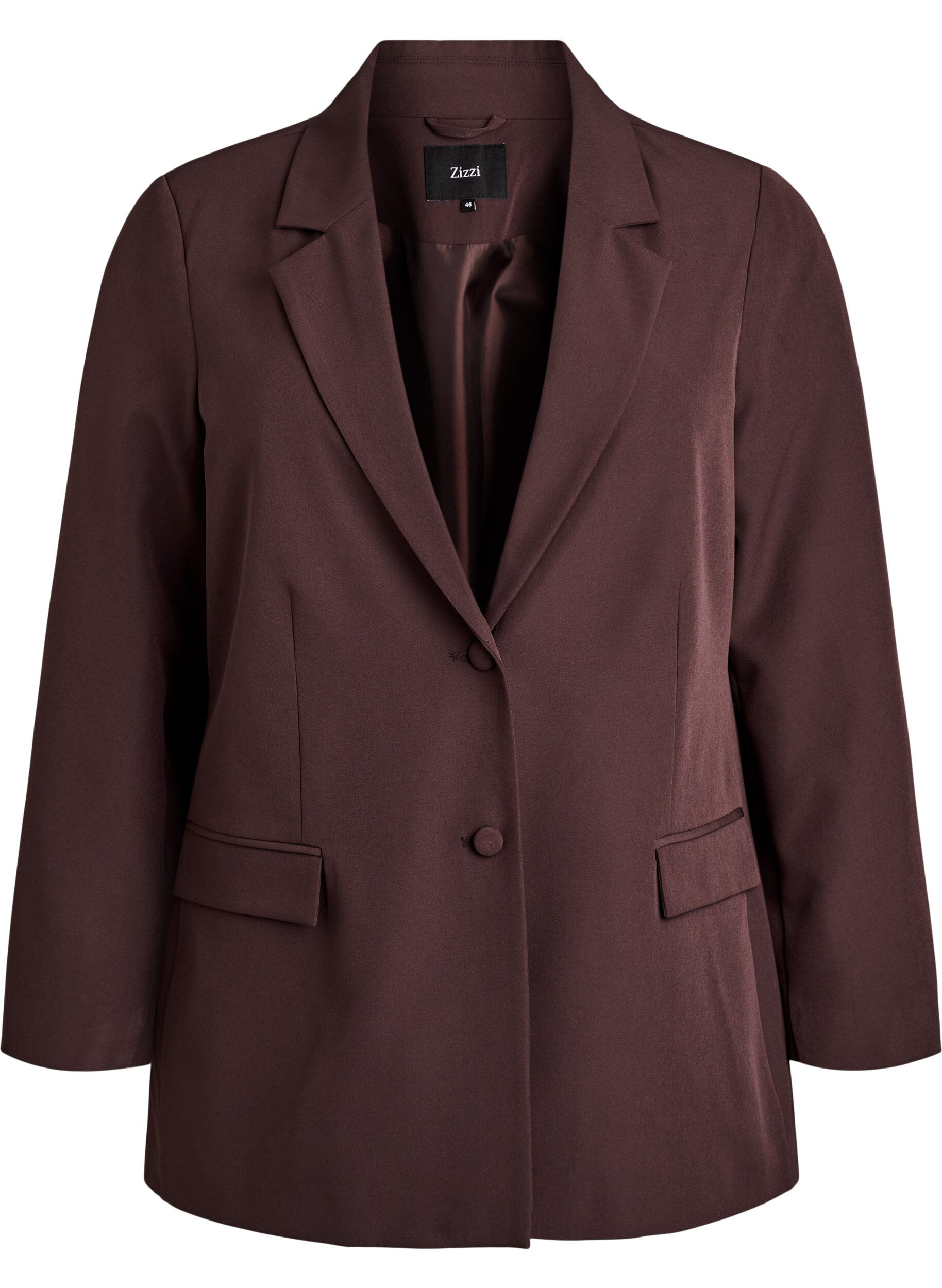 ZizziKlassieke blazer met knoopsluiting, Bruin, Packshot image number 0