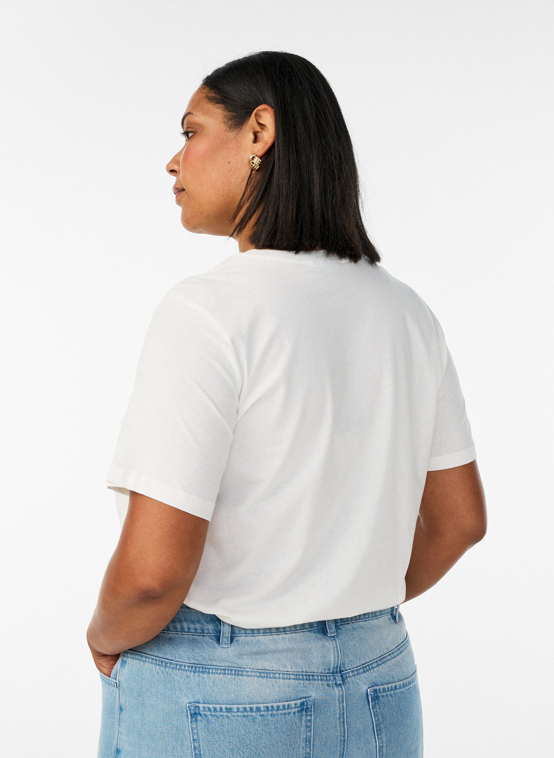 ZizziKatoenen T-shirt met print, Wit, Model image number 2