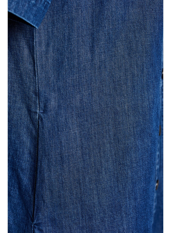Halflange denim overhemdjurk, Blauw, Packshot image number 3
