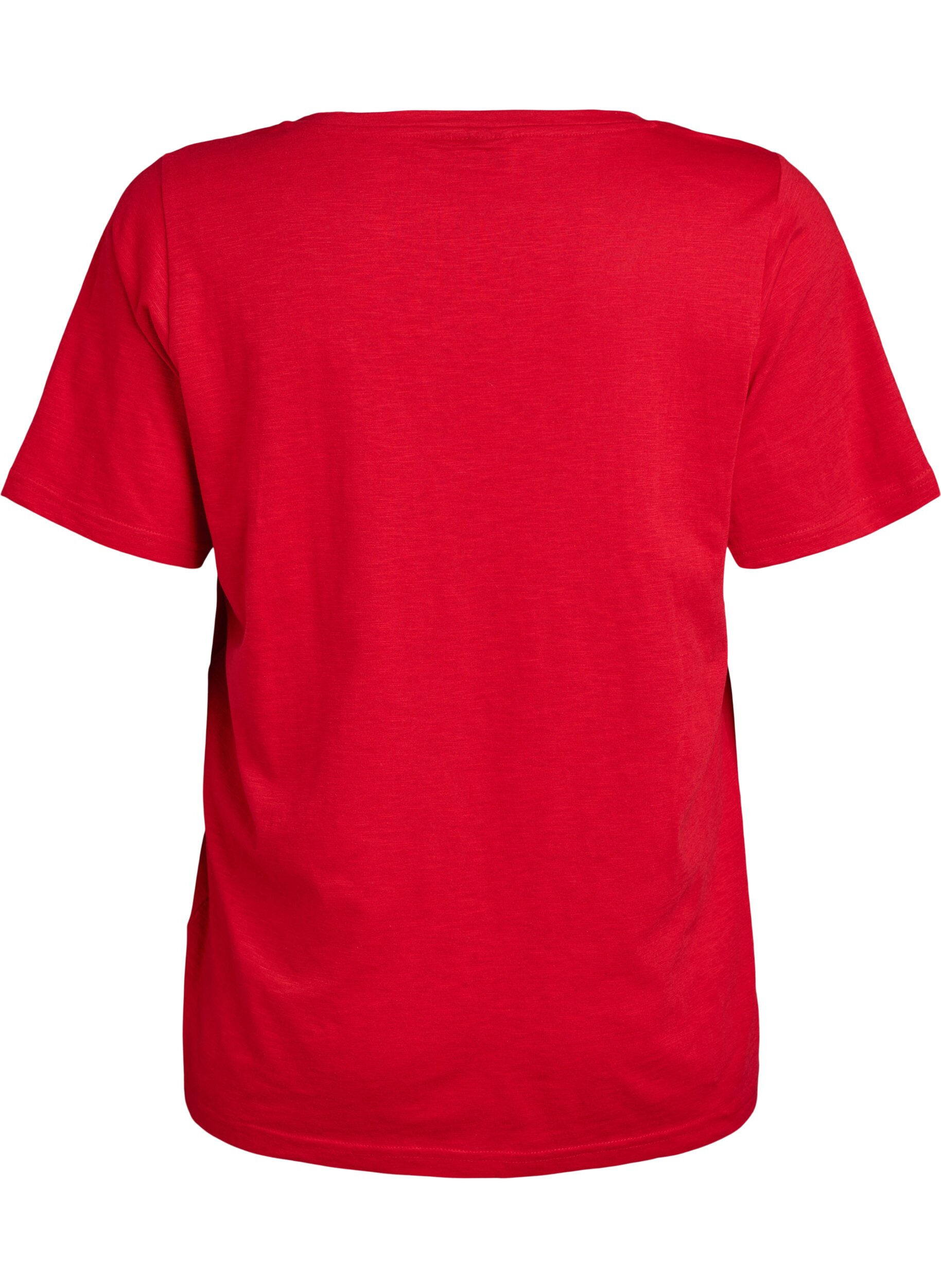 ZizziBasic t-shirt met korte mouwen en V-hals, Rood, Packshot image number 1