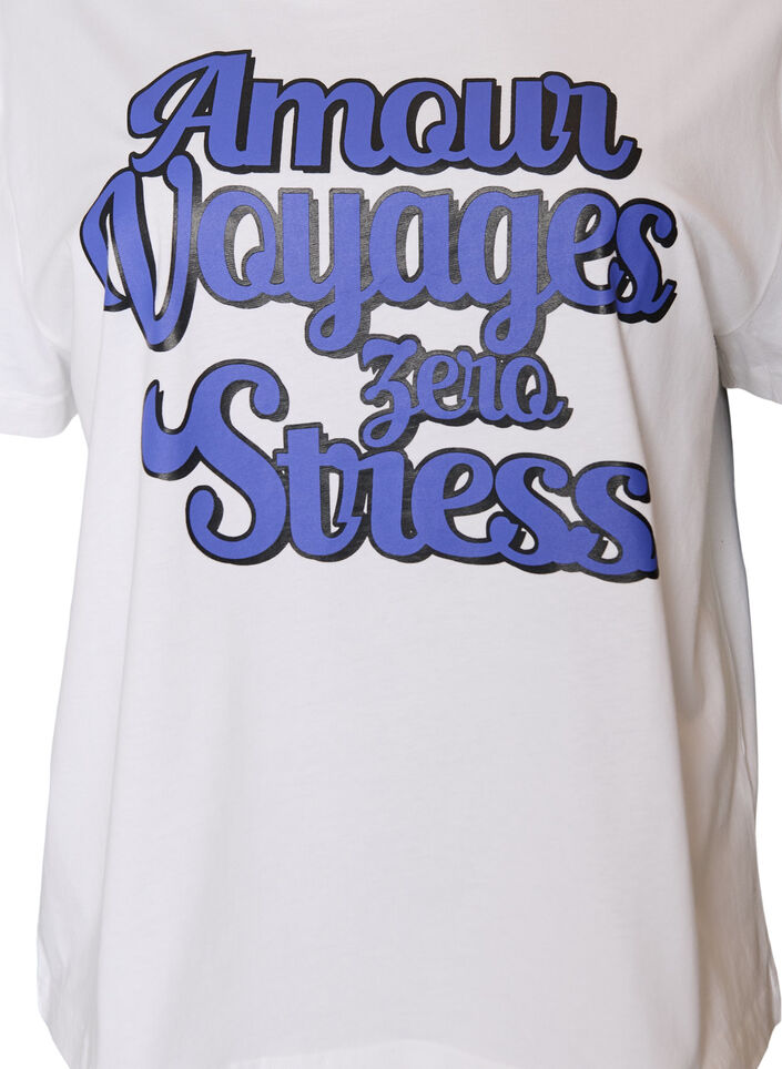 100% katoenen T-shirt met korte mouwen en print, Wit, Packshot image number 2