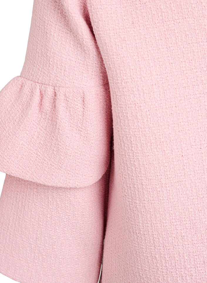 Boucl&eacute; jasje met ruchesdetails, Roze, Packshot image number 4