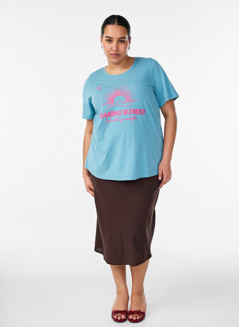 T-shirt met motief, Blauw, Model image number 1