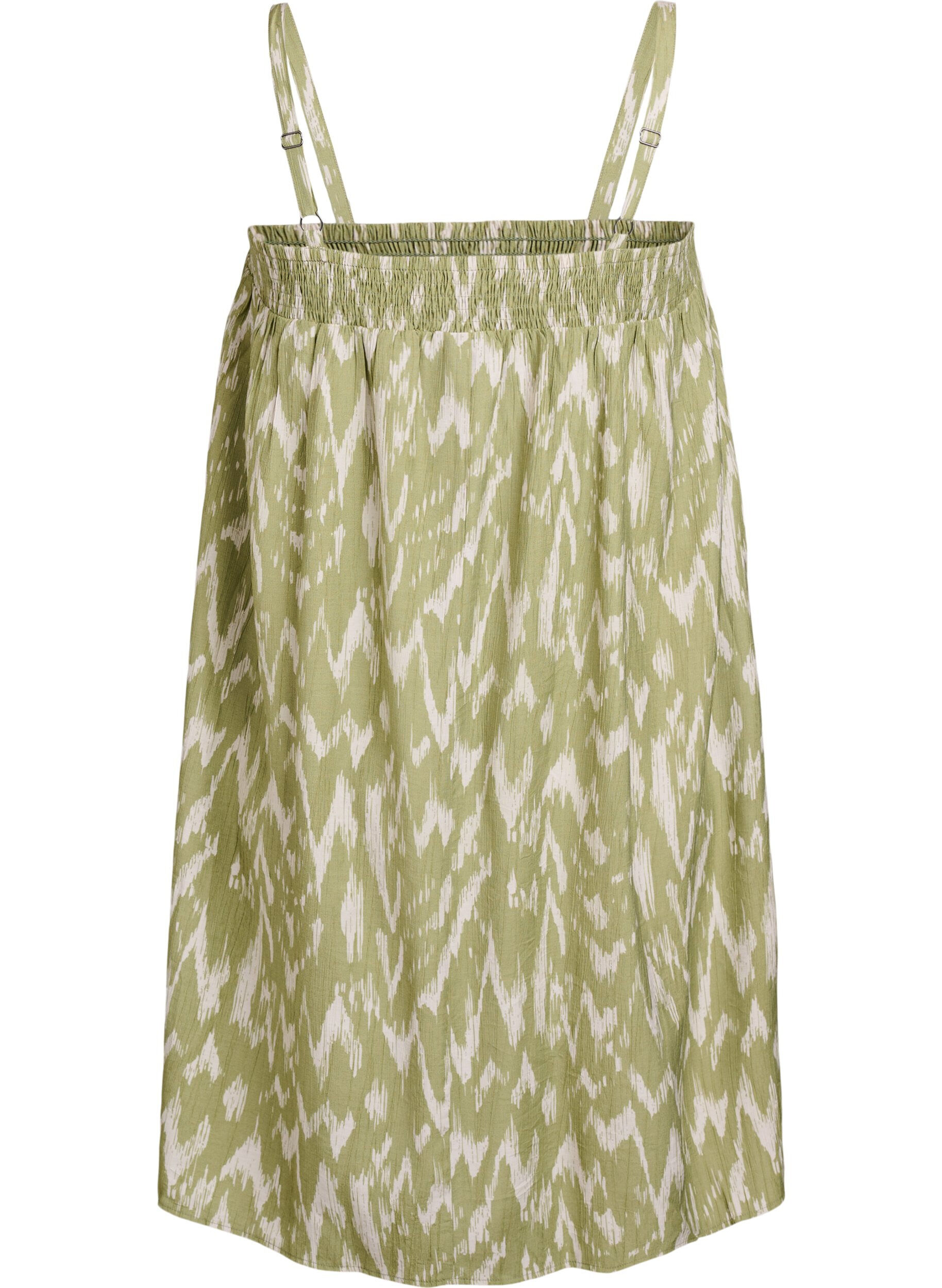 ZizziKorte viscose jurk met spaghettibandjes, Groen, Packshot image number 1