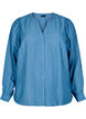 Gestreepte blouse met transparante strepen, Blauw, Packshot image number 0