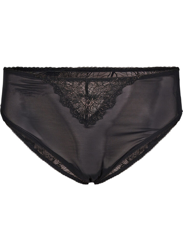 Tai slips in mesh met kanten details, Black, Packshot