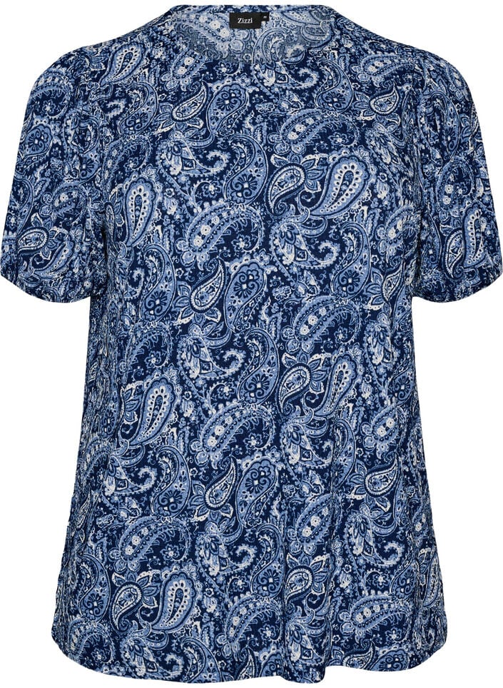 Blouse met korte mouwen, Blauw, Packshot image number 0