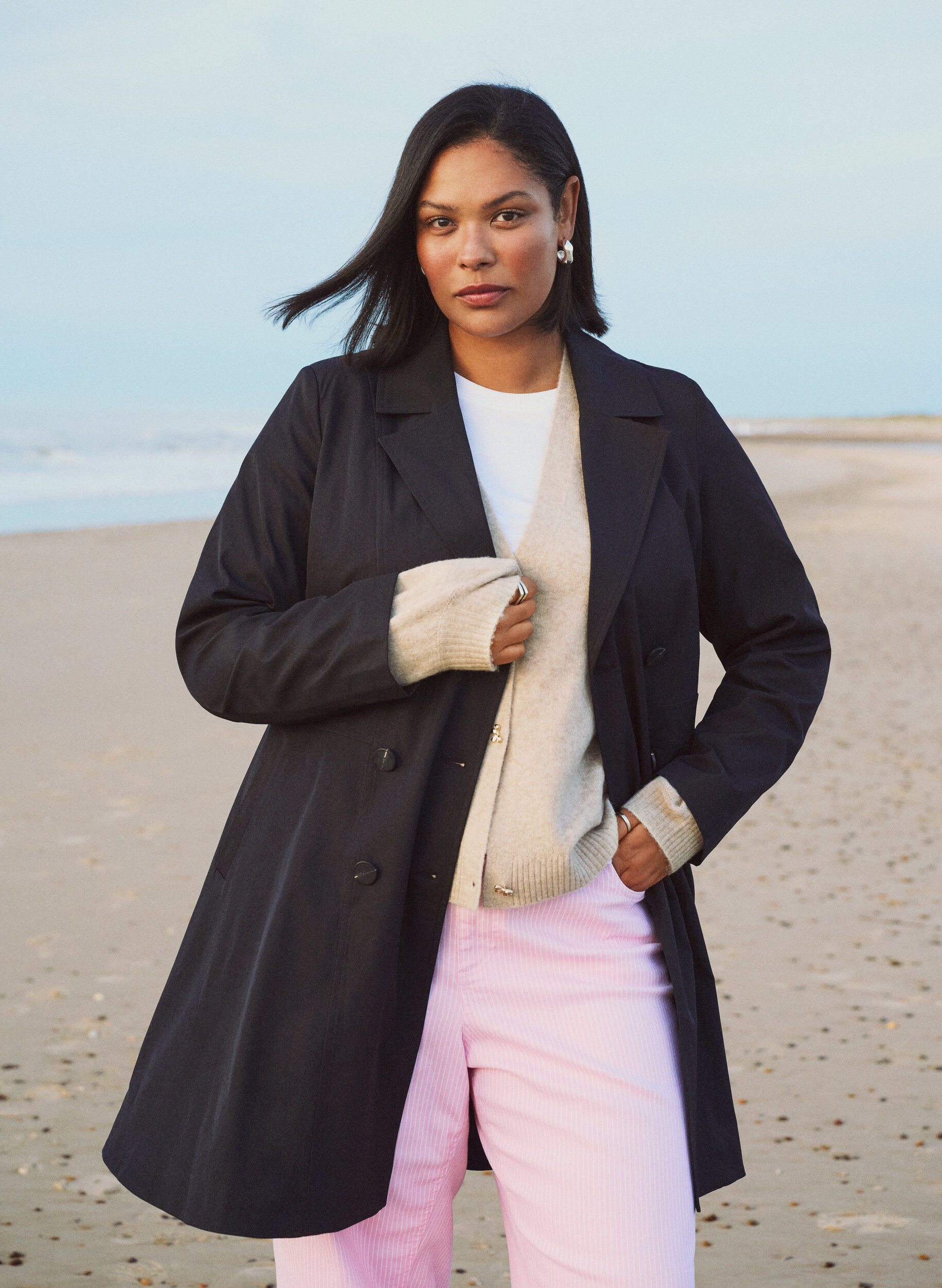 ZizziA-lijn lentejas met dubbele knoopsluiting, Zwart, Image image number 0