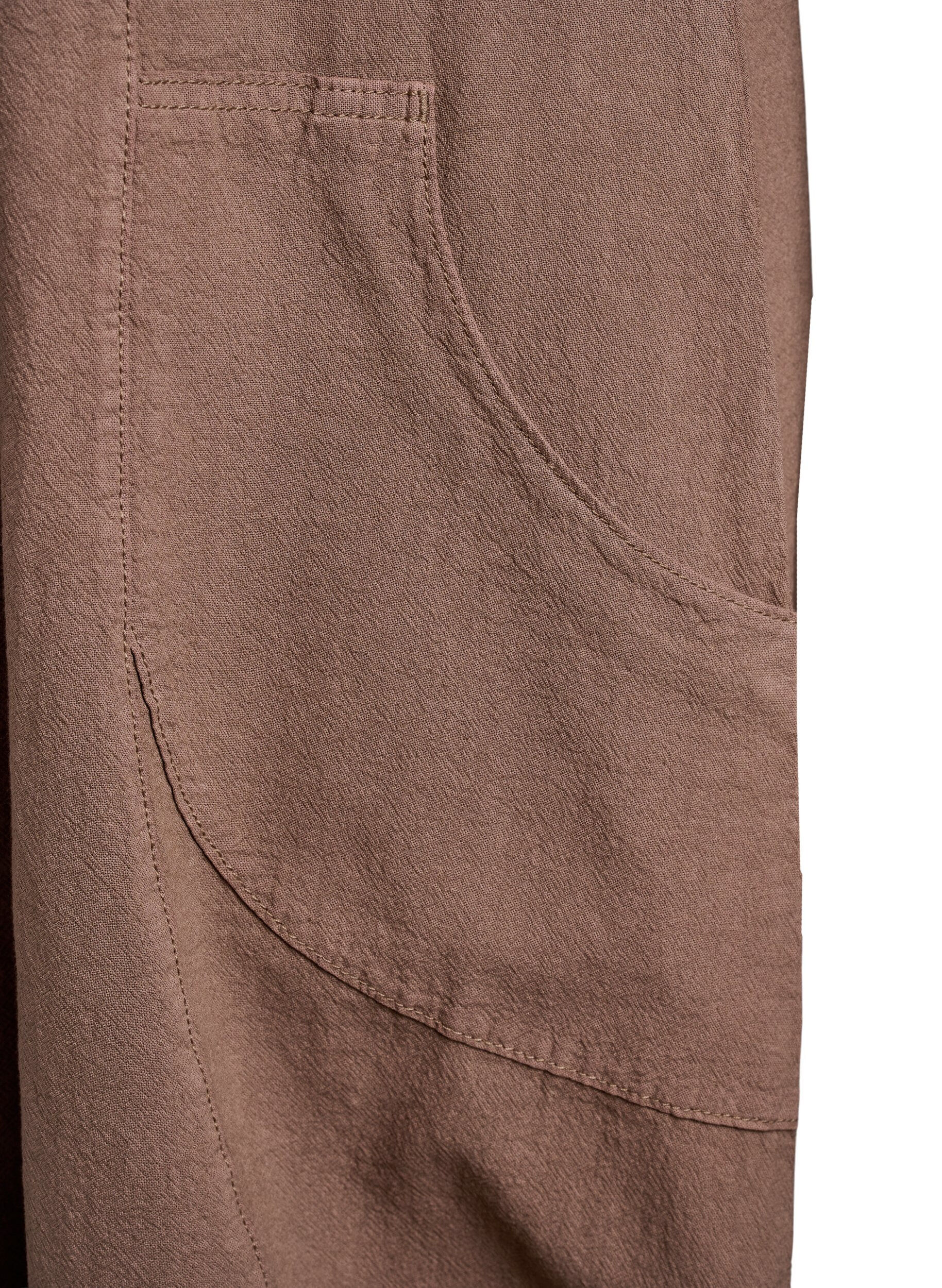 ZizziKatoenen jurk met korte mouwen, Bruin, Packshot image number 3