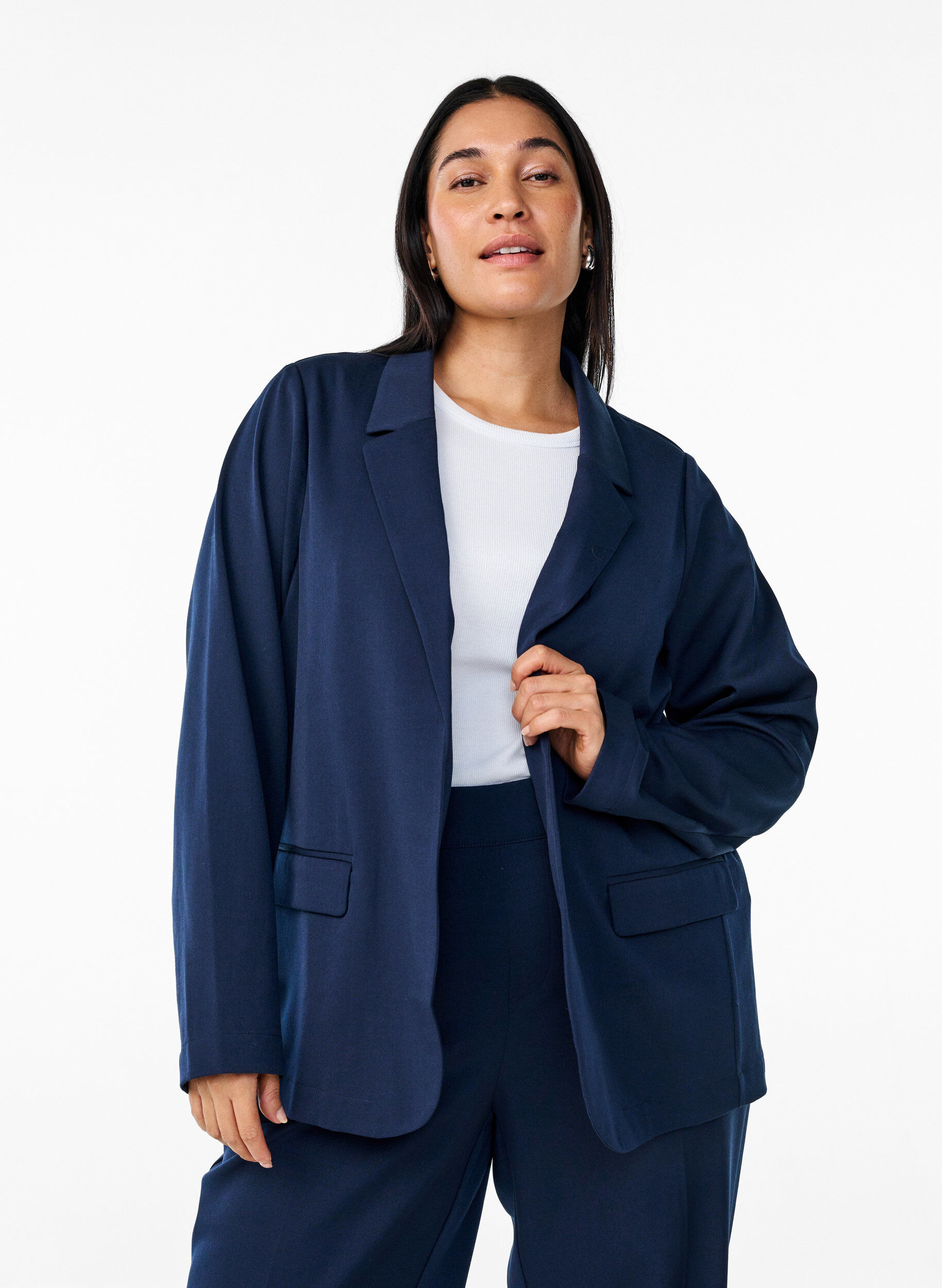 ZizziOpen blazer met zakken, Blauw, Model image number 0
