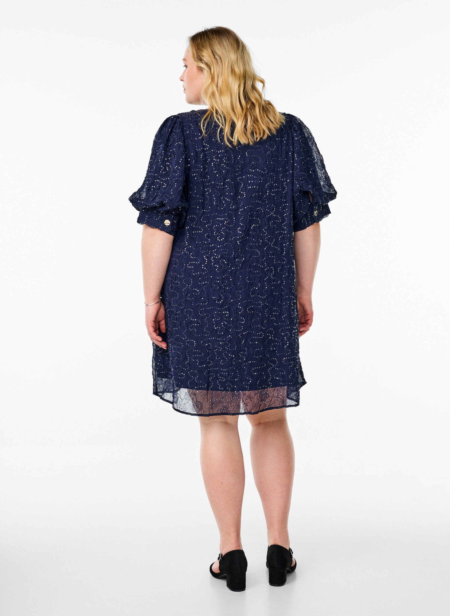 ZizziKorte feestjurk met pailletten, Blauw, Model image number 2