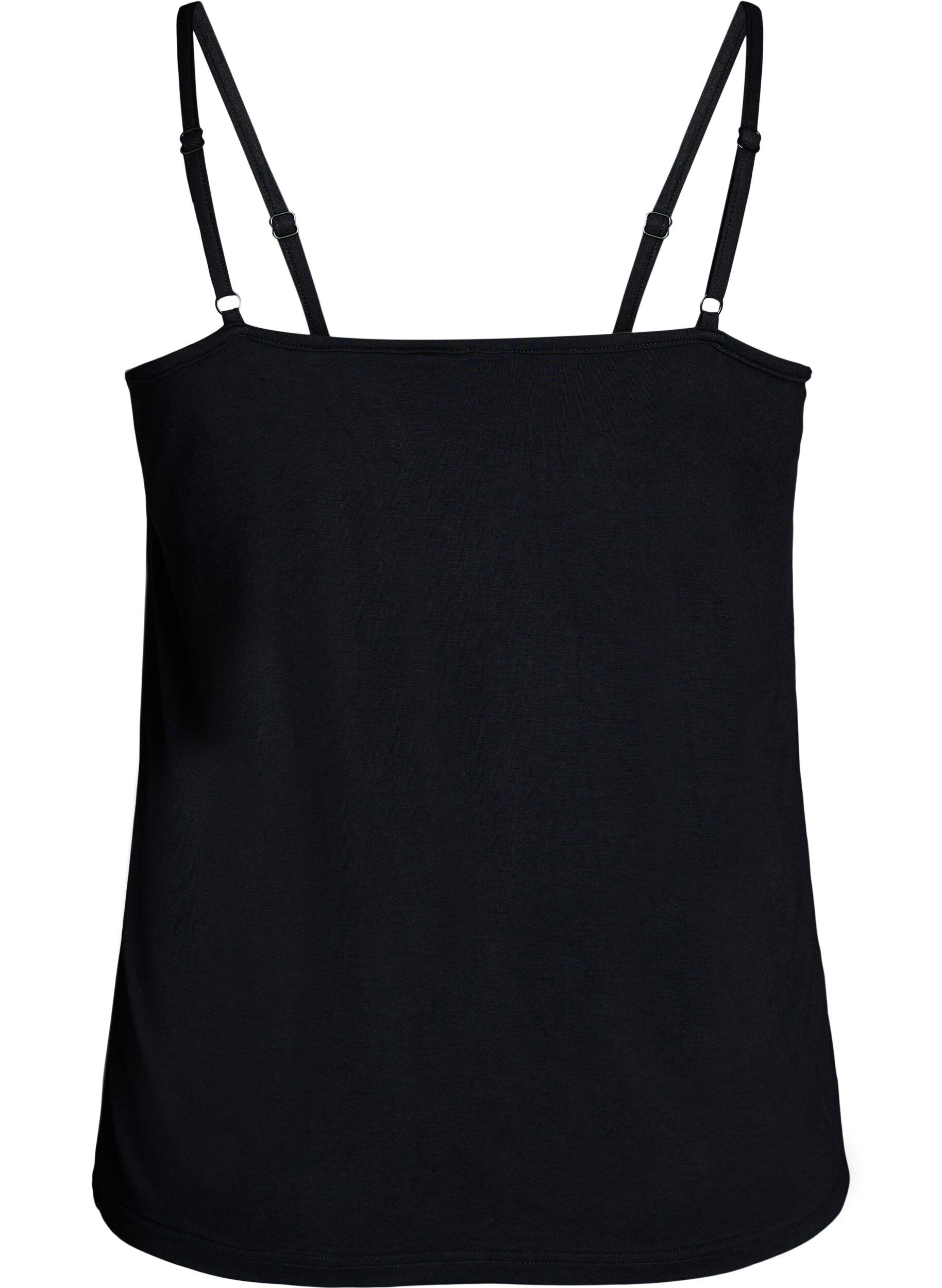 ZizziTop met kantdetail en spaghettibandjes, Zwart, Packshot image number 1