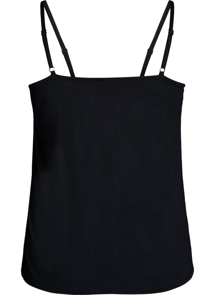 Top met kantdetail en spaghettibandjes, Zwart, Packshot image number 1