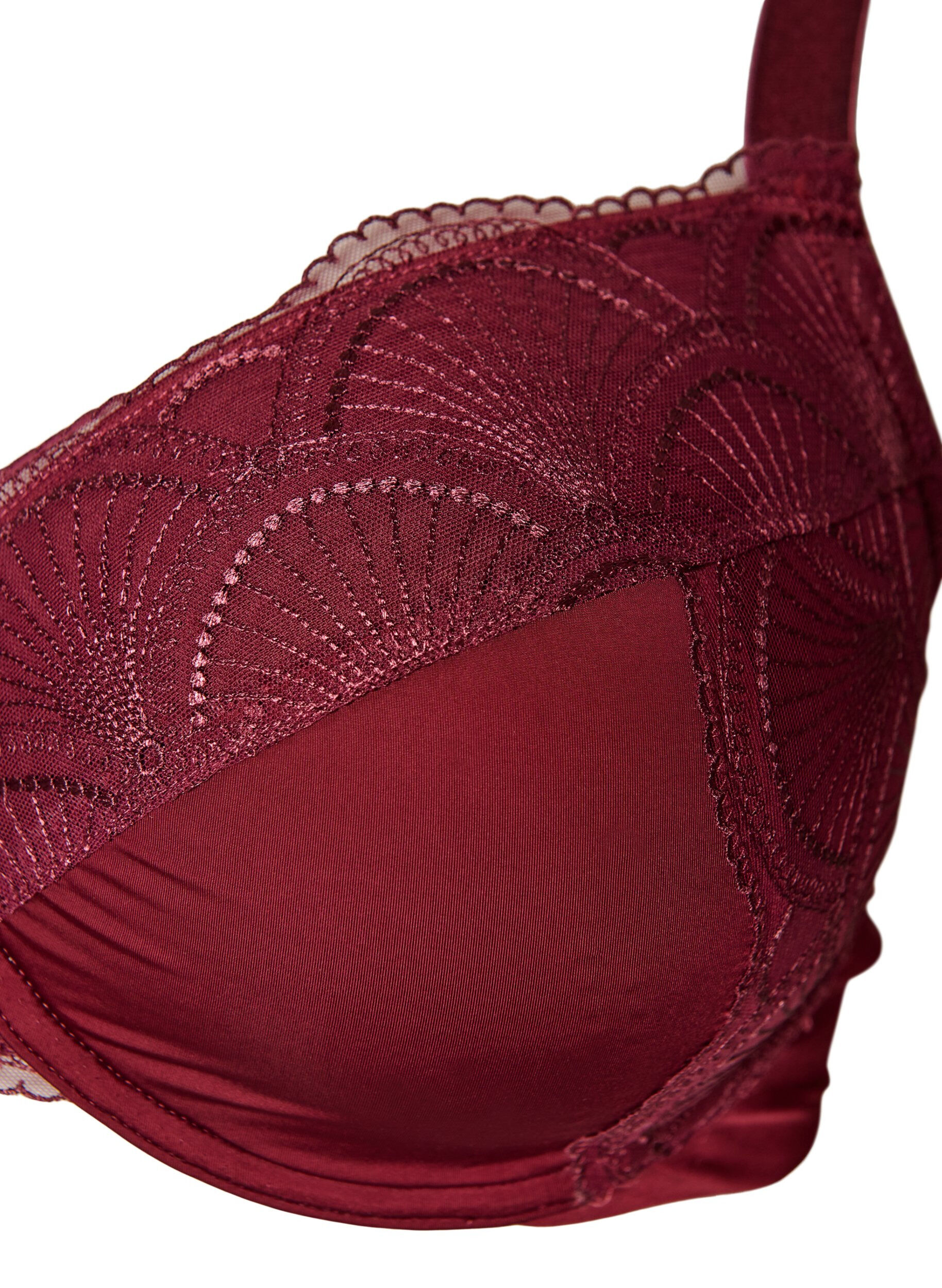 ZizziVoorgevormde beugel-bh met kant en U-rug, Rood, Packshot image number 2
