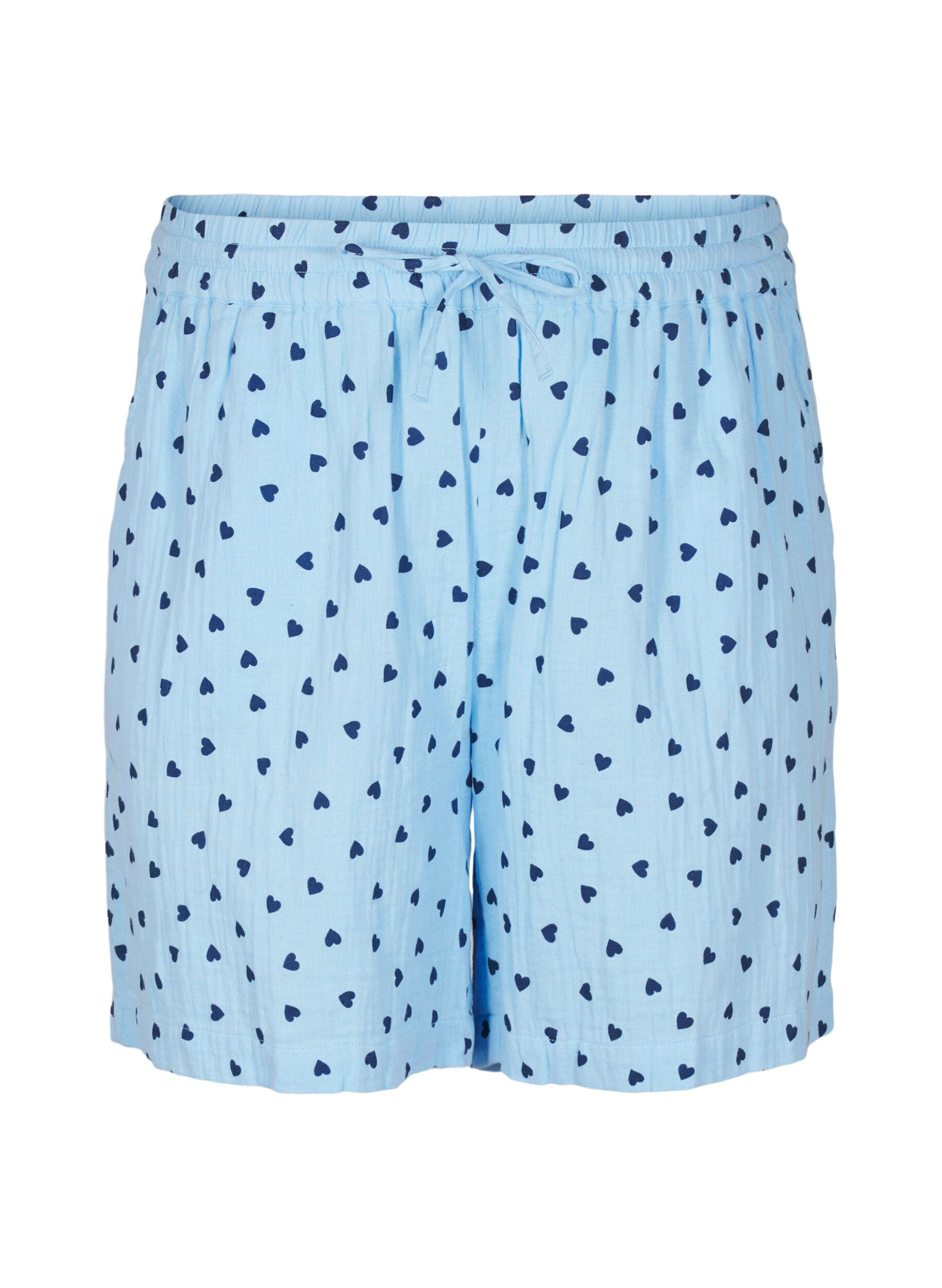 Katoenen mousseline shorts met hartjes