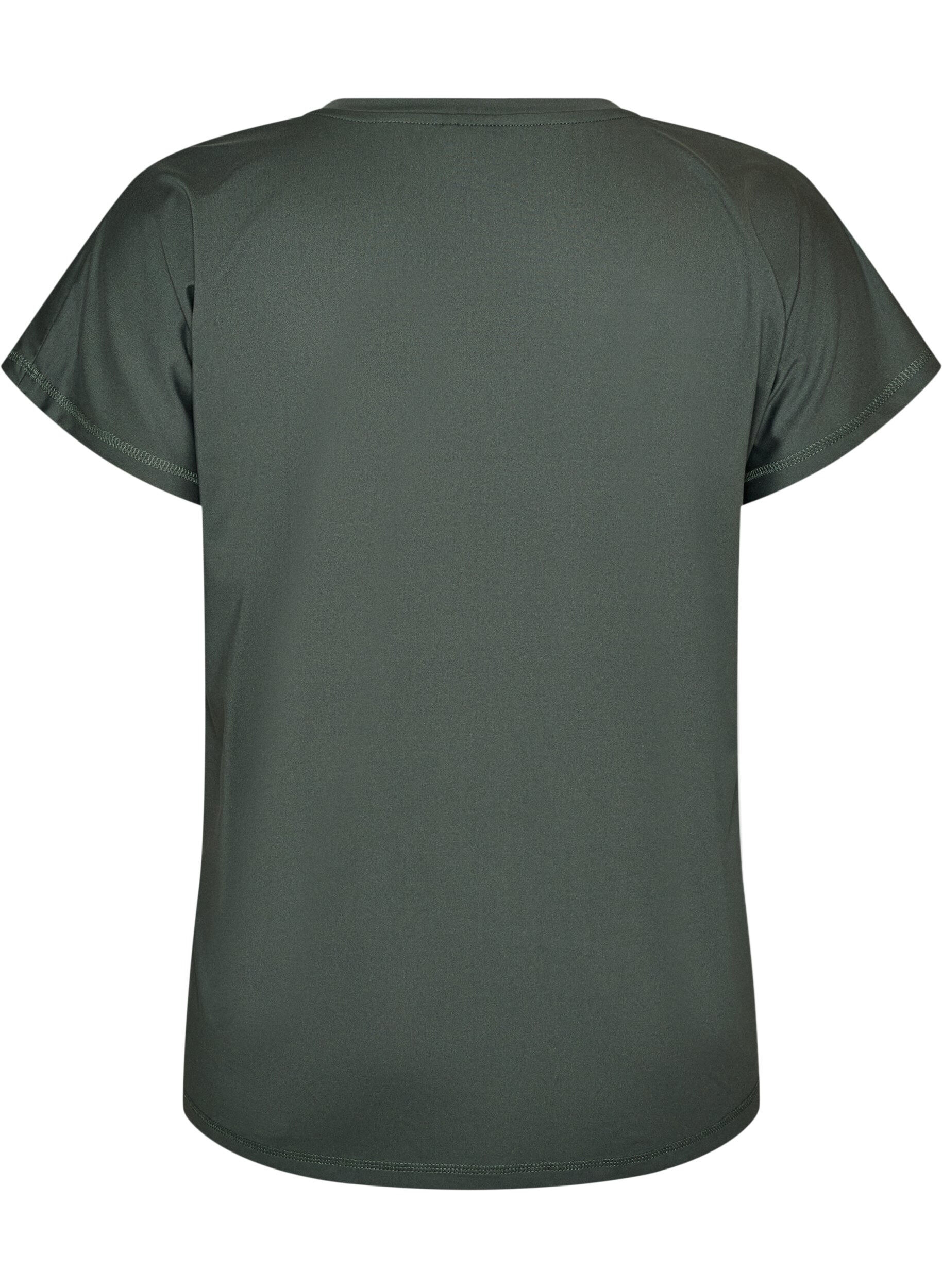ZizziLosvallend trainings-T-shirt met V-hals, Groen, Packshot image number 1