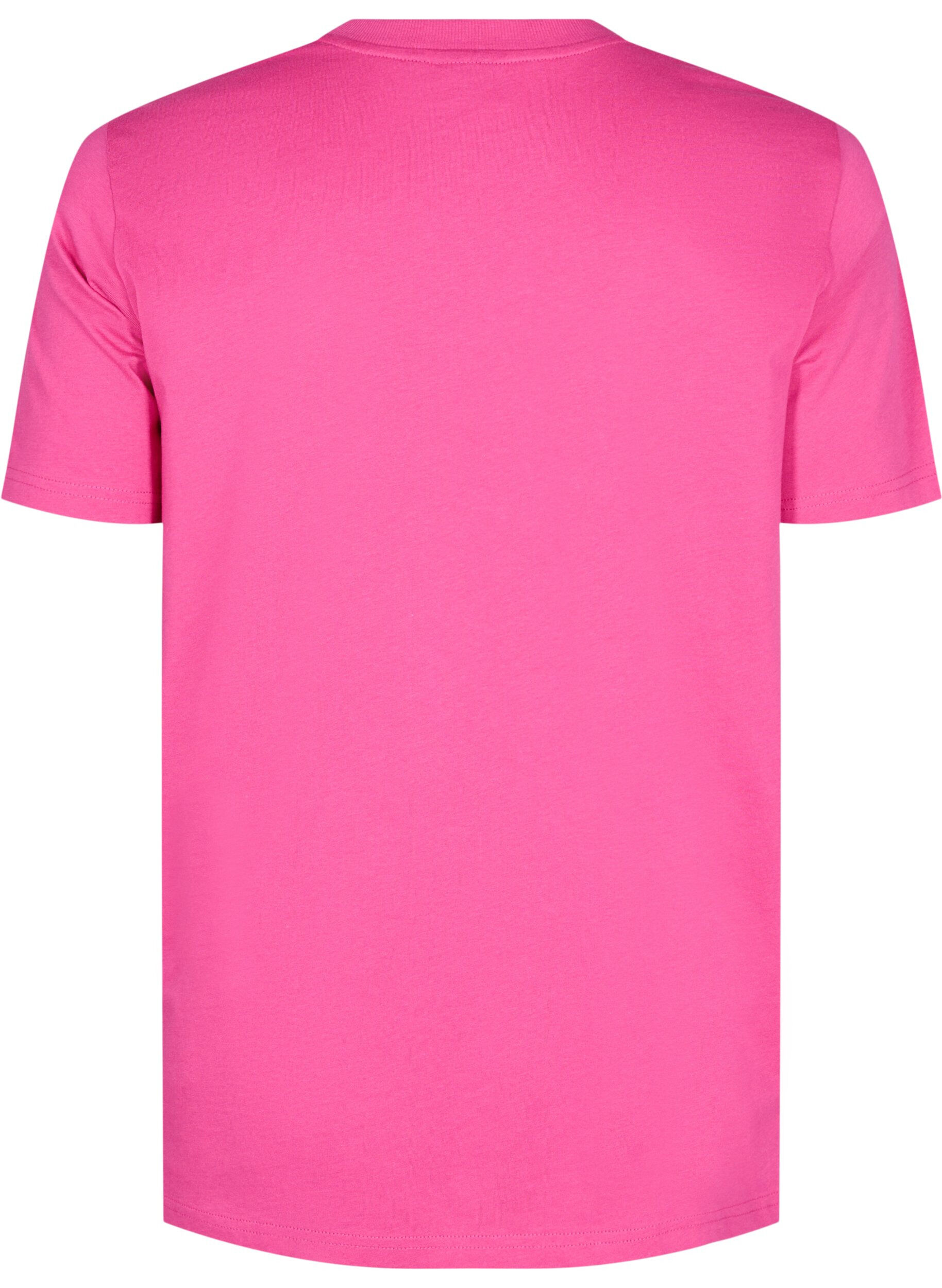 ZizziBasic katoenen T-shirt met ronde hals, Roze, Packshot image number 1