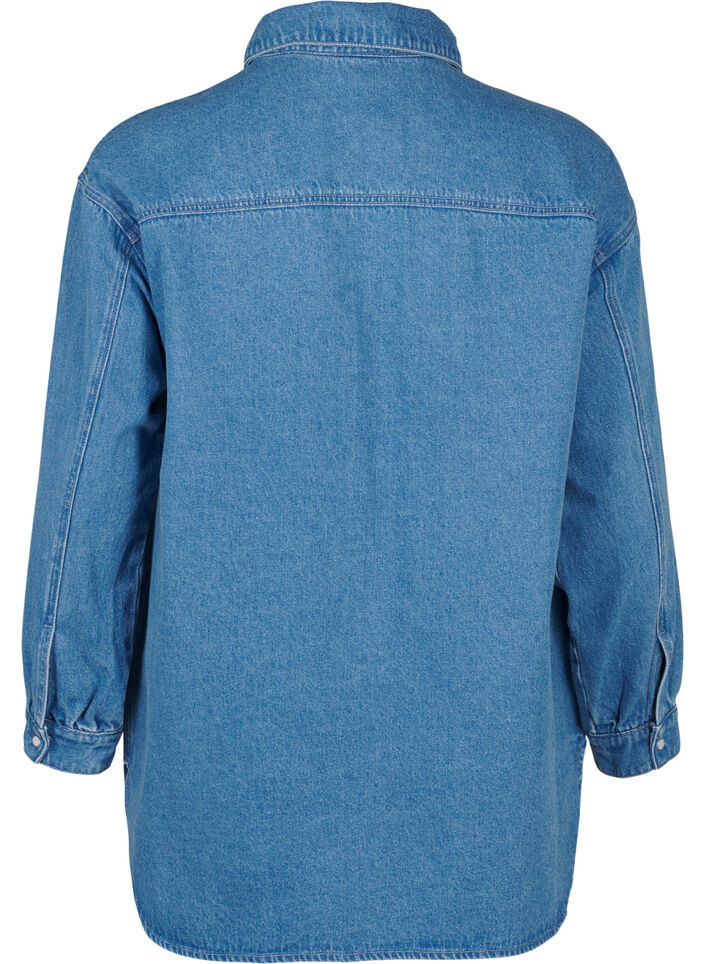 Denim shirt met strasssteentjes, Light Blue Denim, Packshot image number 1