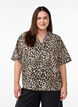 Shirt blouse met print en V-hals, Bruin, Model image number 0