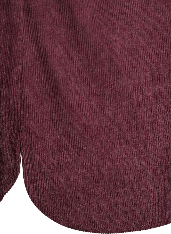Overhemdblouse met lange mouwen in corduroy, Donker Bordeaux, Packshot image number 3
