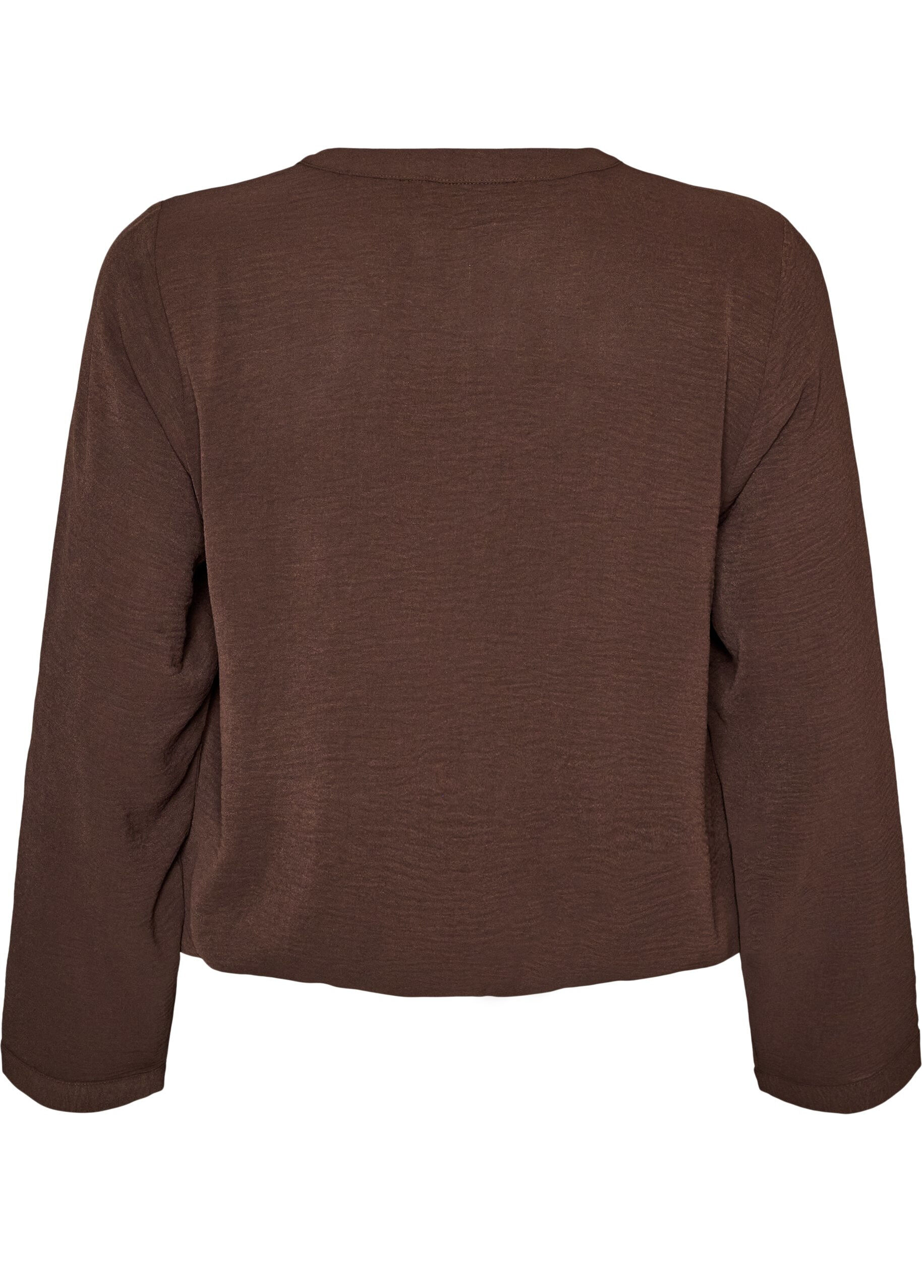 ZizziBlouse met ballonsilhouet en V-hals, Bruin, Packshot image number 1