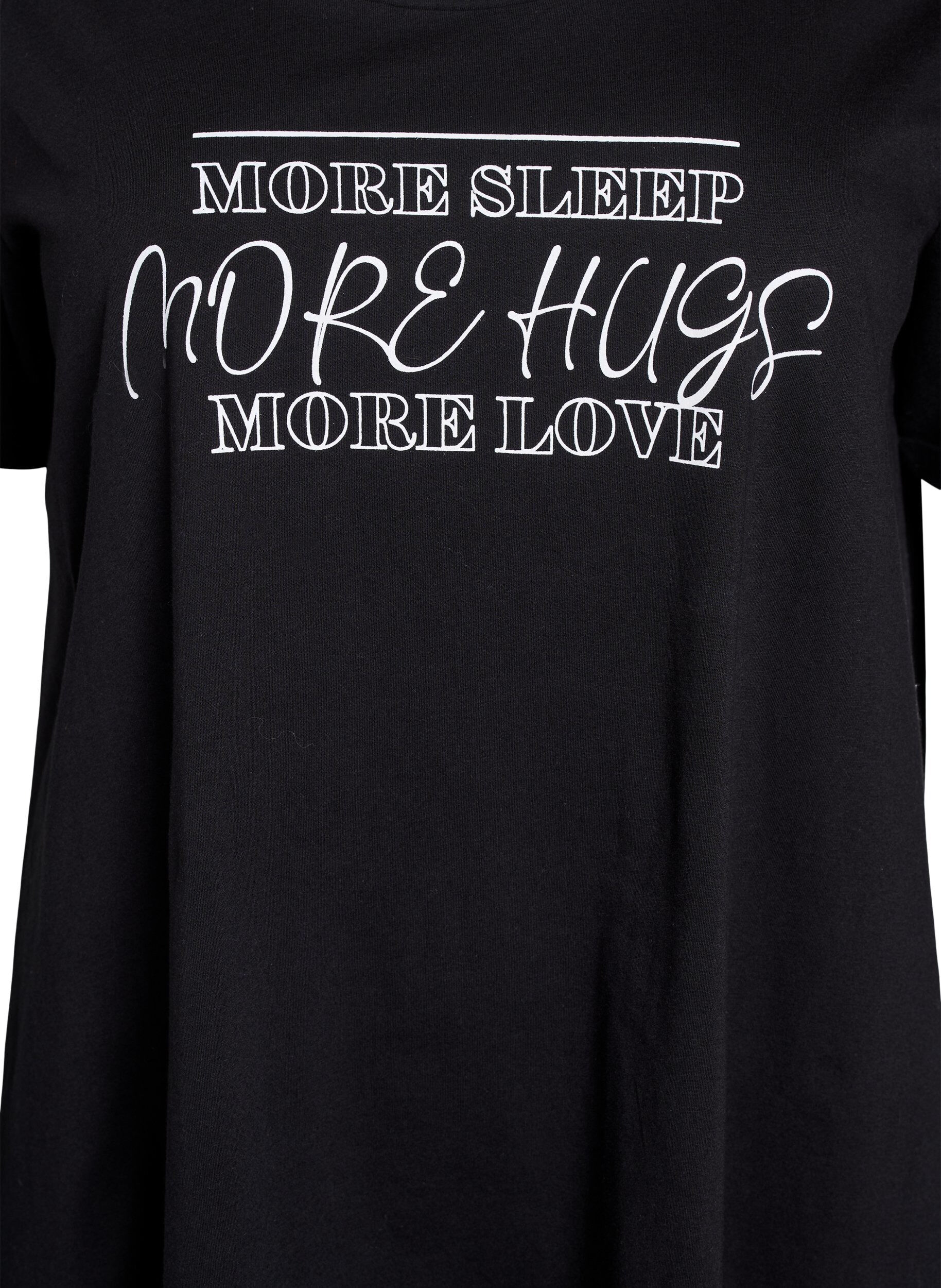 ZizziNachtjapon met korte mouwen van biologisch katoen, Zwart, Packshot image number 2