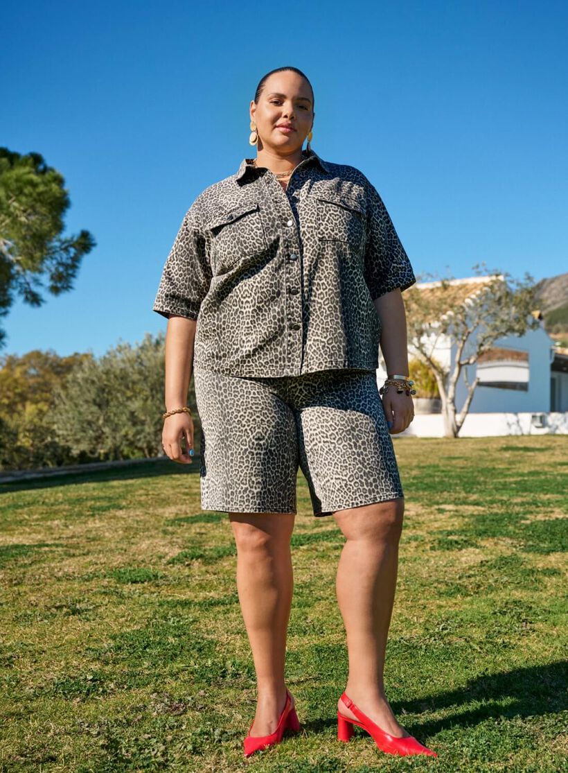 Denim luipaard setje, , Model