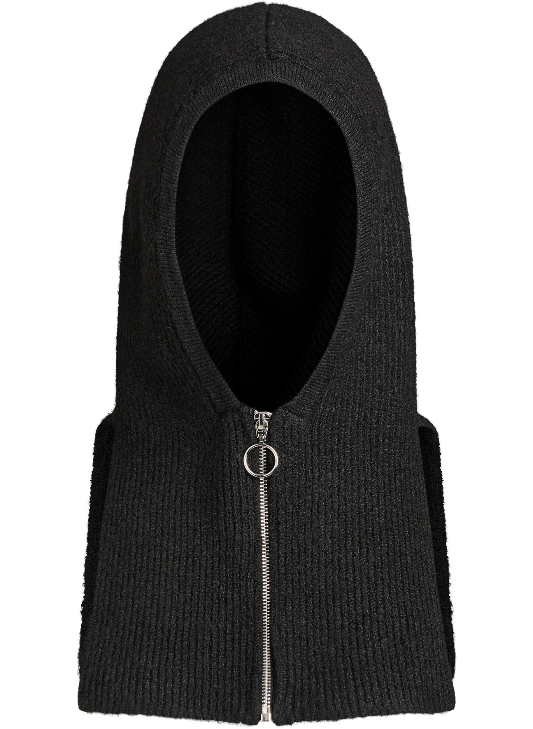 Ribgebreide balaclava met ritssluiting
