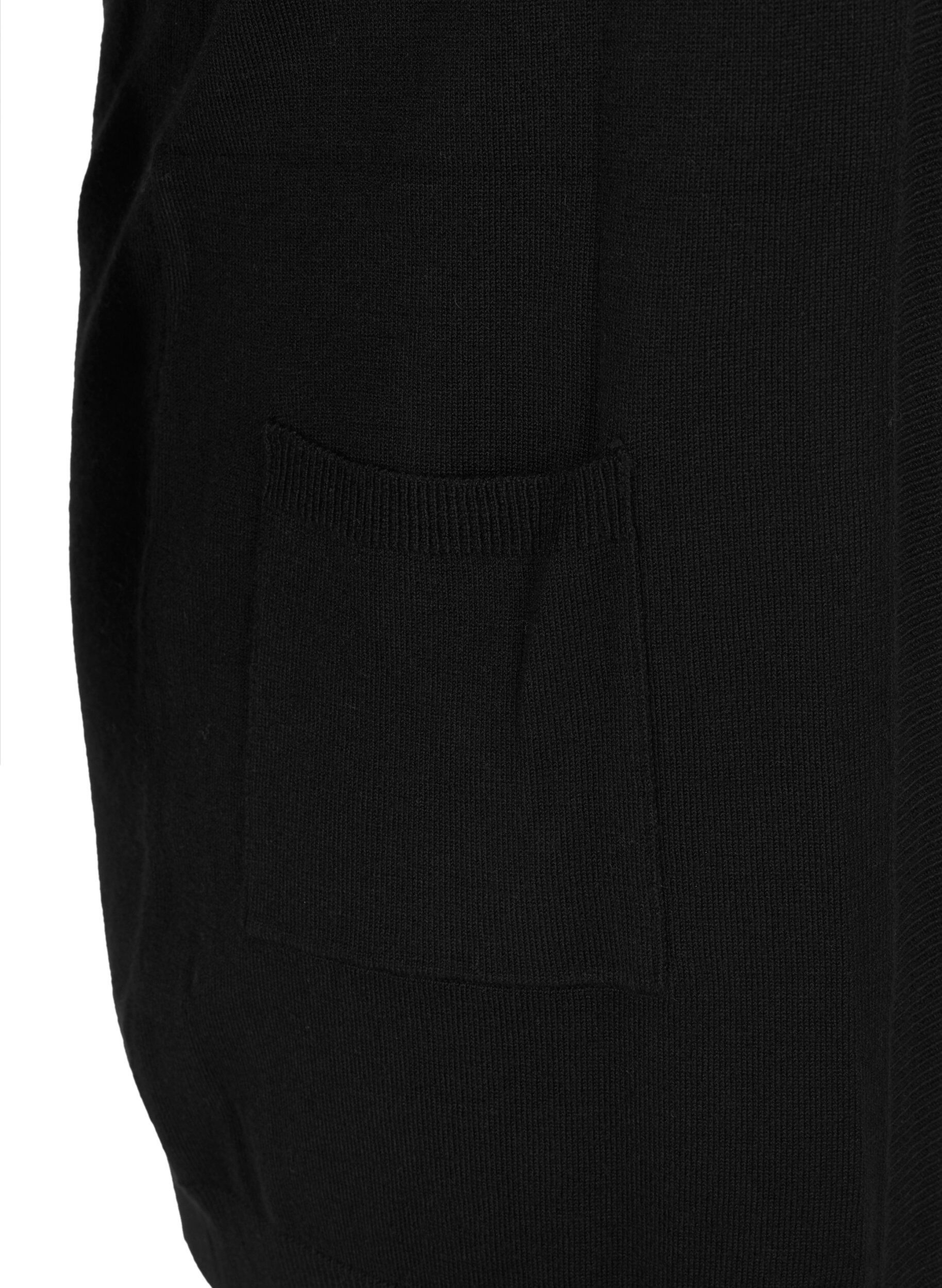 ZizziLang gebreid vest in viscosemix, Zwart, Packshot image number 3