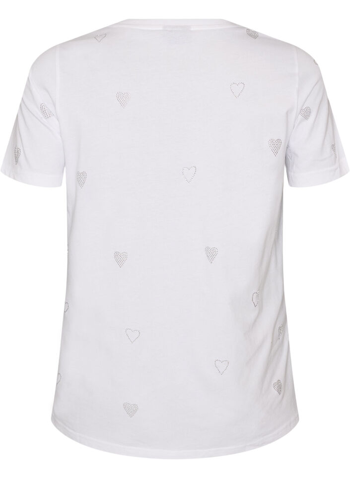 Organisch katoenen T-shirt met hartjes, Wit, Packshot image number 1